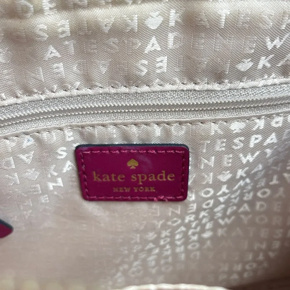 Kate Spade leather handle bag Fuchsia Pink Satchel crossbody purse EUC feminine - Picture 12 of 16